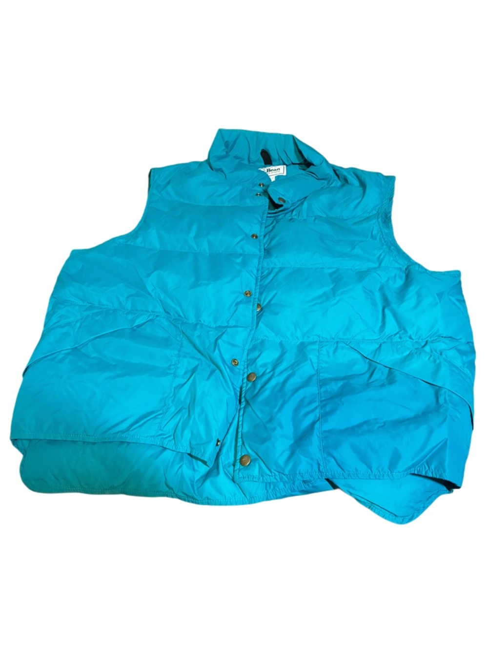 LL Bean XL women’s Bright Blue Teal Goose Down Puffer Vest Sleeveless Jacket